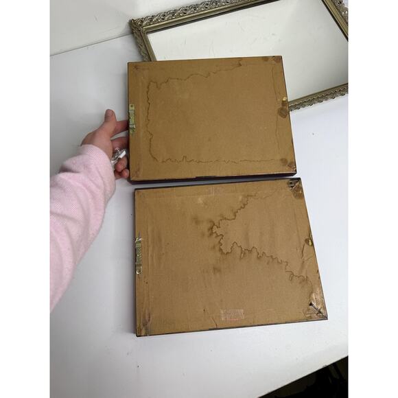 Vintage Gold/Mahogany Botanical/Floral pictures set of 2 - Picture 9 of 9